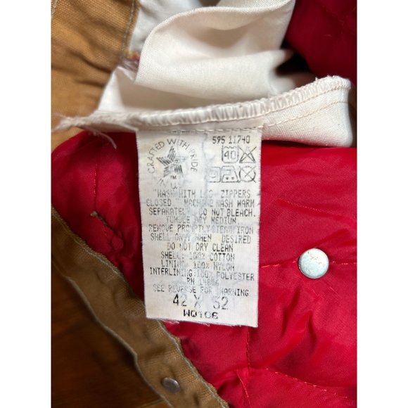Vintage 1980s Carhartt Men's WQ106 red insulated Quilt Lined Duck Work Dungaree - Picture 5 of 6